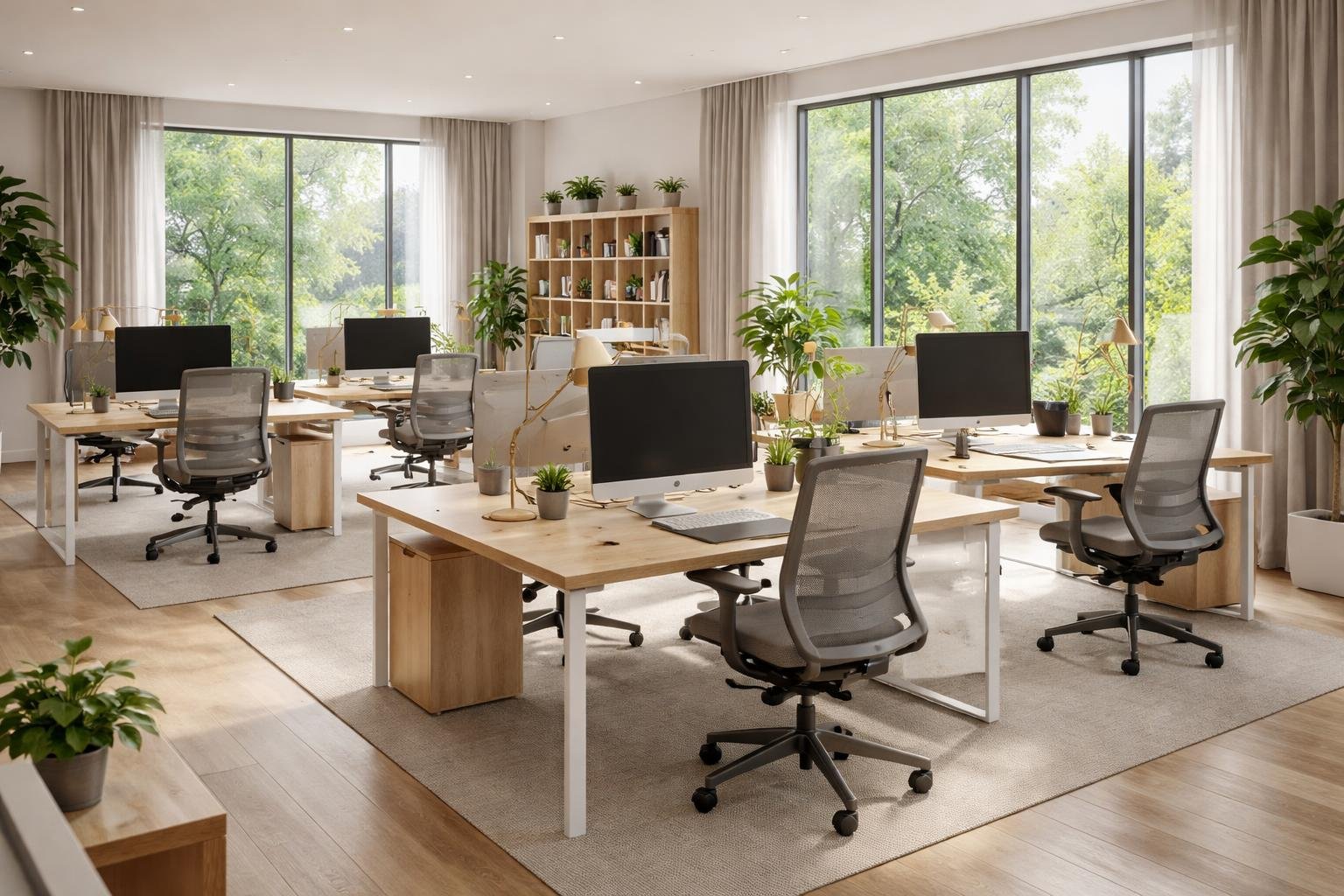 Modern iroda berendezés kényelmes munkakörnyezettel és stílusos bútorokkal